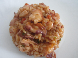 receta simple y sencilla  Risotto de pulpo y langostinos