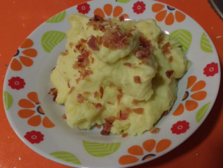 receta simple y sencilla  Puré de patata con jamón