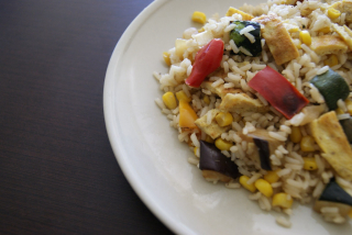 receta simple y sencilla Arroz con parrillada de verduras