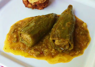 receta simple y sencilla  Pimientos verdes rellenos de carne