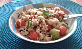 receta simple y sencilla  Ensalada de sandía, aguacate y arroz