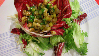 receta simple y sencilla  Ensalada de verduras salteadas y vinagreta de nueces