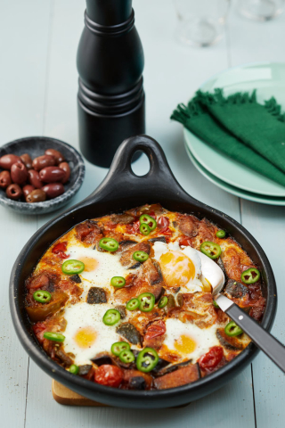 receta simple y sencilla  Ratatouille con huevos al horno