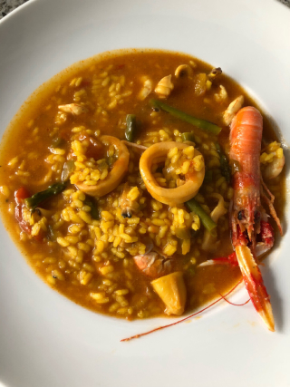 receta simple y sencilla  Arroz caldoso de mariscos