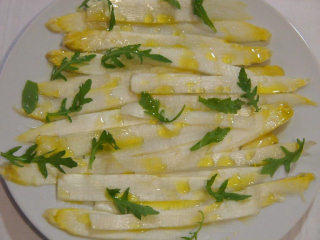 receta simple y sencilla Carpaccio de espárragos blancos