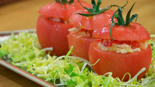 receta simple y sencilla  Tomates rellenos de salpicón de marisco