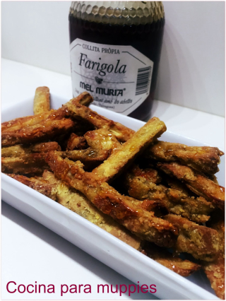 receta simple y sencilla  Palitos de berenjena frita con miel