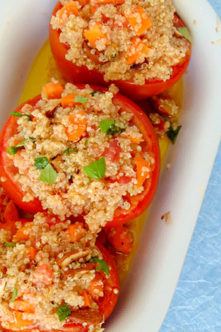 receta simple y sencilla  Tomates rellenos de quinoa