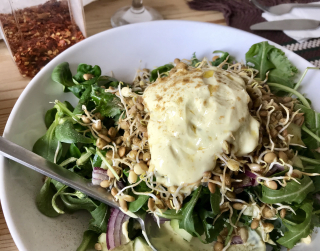 receta simple y sencilla  Ensalada de rúcula y germinados de lombarda