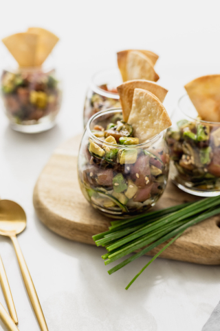 receta simple y sencilla  Tartar de atún y pistachos