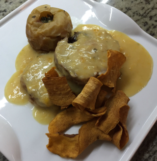 receta simple y sencilla  Crema de manzana al curry con orejones