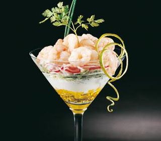 receta simple y sencilla Cóctel de gambas con crema de queso al limón