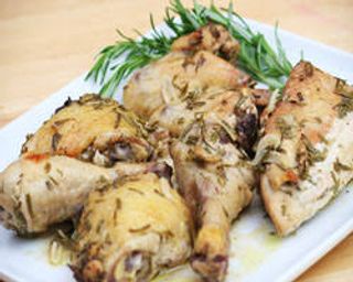 receta simple y sencilla  Pollo a las hierbas con kebab de setas