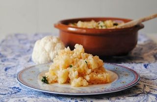 receta simple y sencilla Arroz de coliflor con bacalao