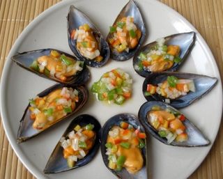 receta simple y sencilla  Mejillones con verduritas en vinagreta