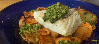 receta simple y sencilla Bacalao y pesto de pistacho