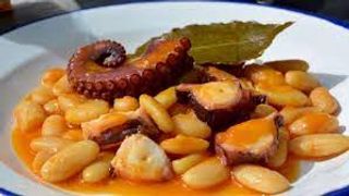 receta simple y sencilla  Pulpo con habas y setas silvestres 