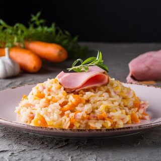 receta simple y sencilla  Pastel de arroz, zanahoria y jamón